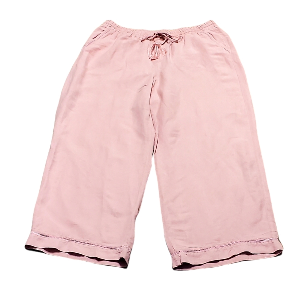 Lane Bryant Womens Pink Pull on Elastic waistband linen Pants